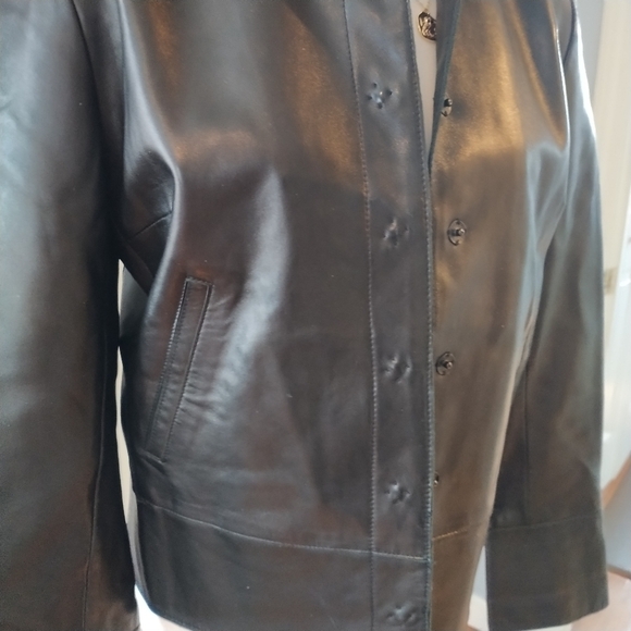 Andrew Marc New York Black Soft Leather Snap front Jacket S - Picture 10 of 12